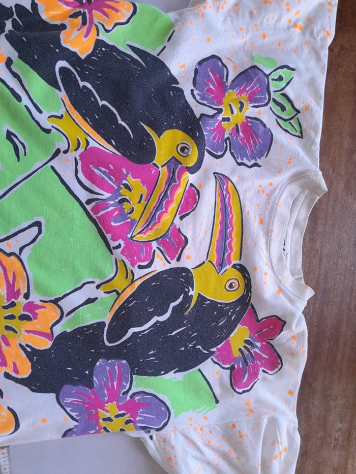 Tee shirt vintage peint a la main toucans Altivo taille l ou xl - photo numéro 4
