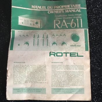 manuel du propriétaire ROTEL * prix 4e * kiki60230