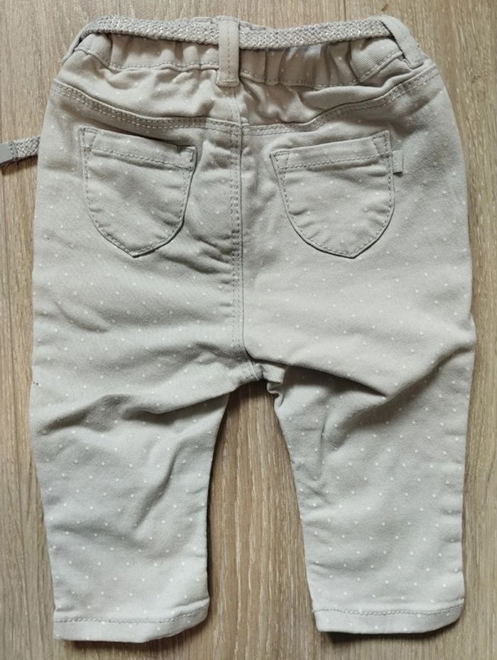 Lot jeans Obaïbi slim stretch bleu et beige fille 6 mois - photo numéro 10