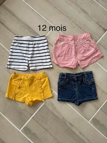 Lot de 4 shorts fille 12 mois