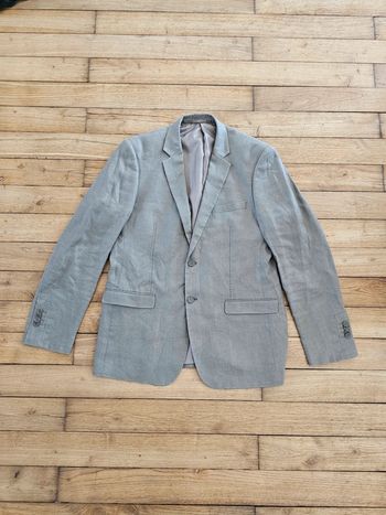 Veste de costume en lin marron clair beige foncé taille 54