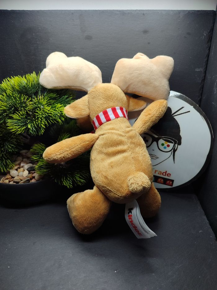 peluche renne élan kinder doudou marron écharpe cert rouge blanc Beige Ferrero - photo numéro 2
