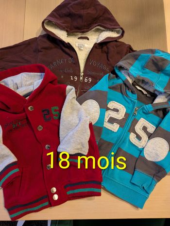 Lot de 3 sweats garçon 18 mois