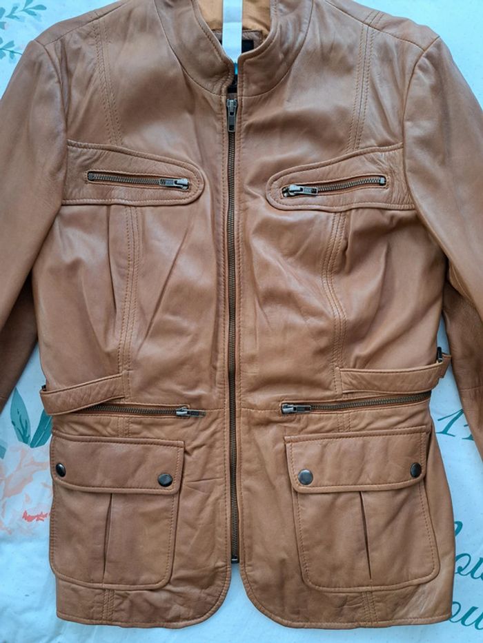 Veste en cuir Camel - photo numéro 2