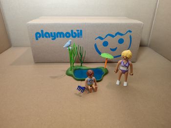 playmobil femme avec enfant au bord de la mare - occasion