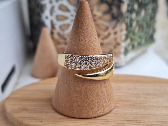 Bague ouverte avec strass design Griffe en Acier Inoxydable Bague de fiançailles pour femmes, Cadeau - photo numéro 2