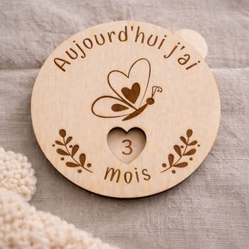🌸 Disque étapes bébé en bois – 1 à 12 mois 🌸