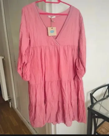 Robe en coton rose Poudré Izzy