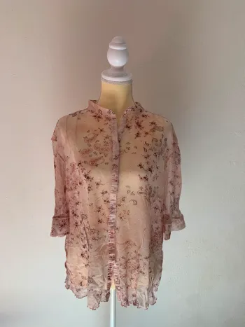 Chemisier léger transparent à motifs floraux et paisley – Taille XXL