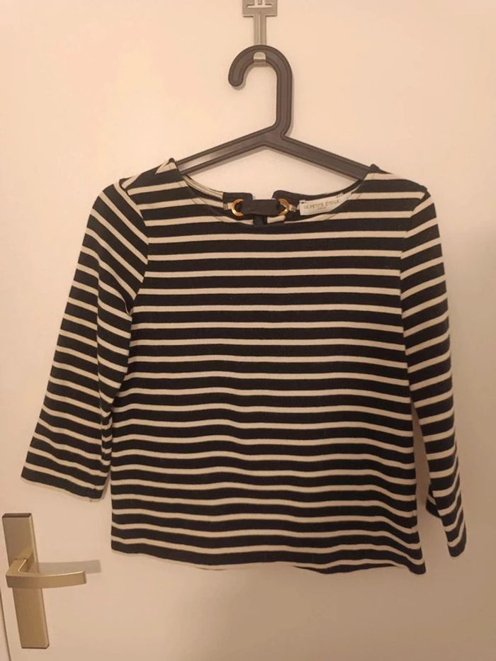 Pull marinière noir blanc 100% coton La Petite Étoile Taille 36 En très bon état - photo numéro 2