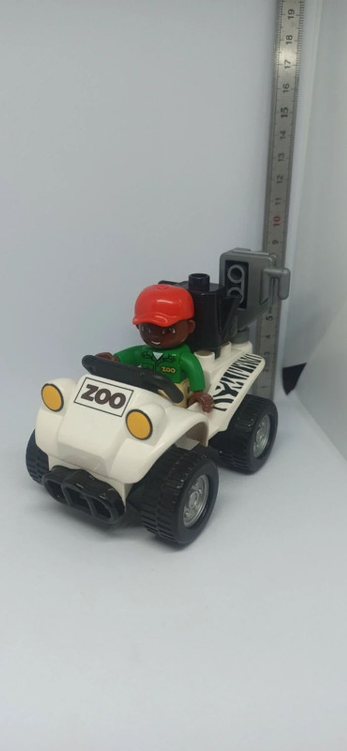 Véhicule quad de zoo avec soigneur caméra et théière lego duplo