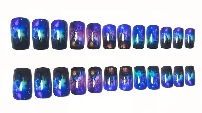 🦇 Faux ongles Halloween Magie & Mystère – 24 pièces pour un look féerique et envoûtant 💜🌲 - photo numéro 5