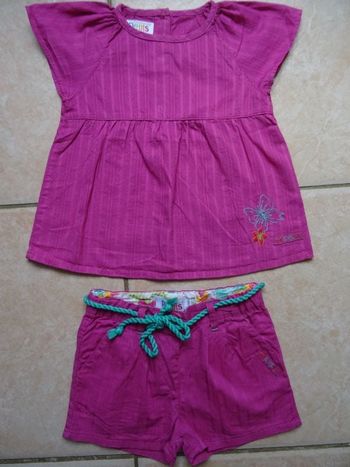 ensemble blouse manches courtes et short rose
