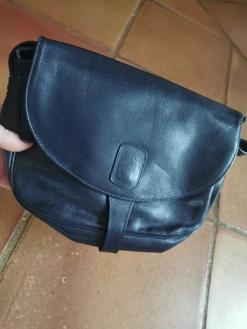 Sac à bandoulière en cuir bleu marine ancien