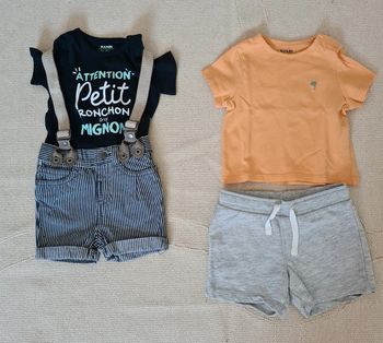 Lot 2 ensembles short + tee shirt MC : 3mois