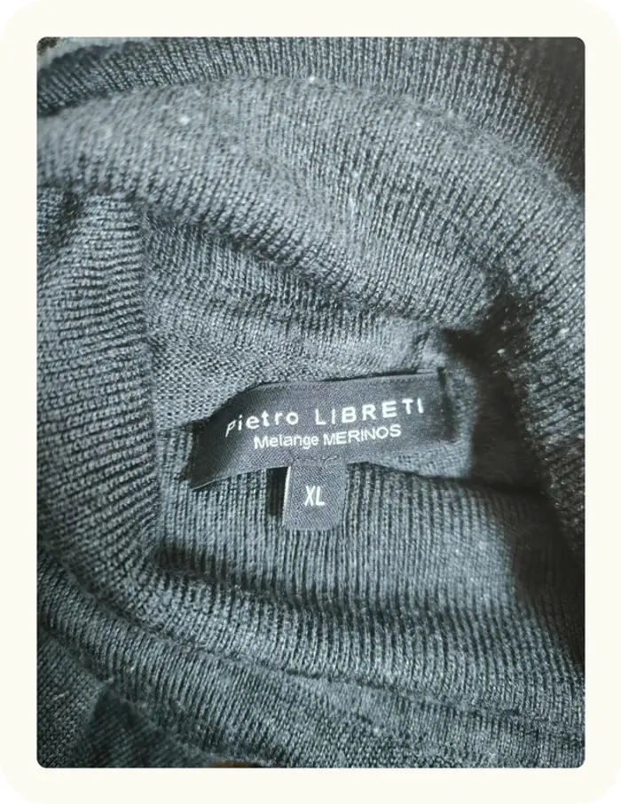 Pull col roulé homme laine mérinos Pietro Libreti Taille XL 42 - photo numéro 4