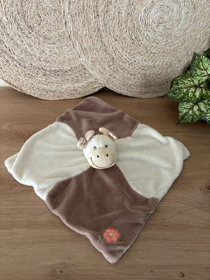 Doudou plat vache daisy marron écru jollybaby