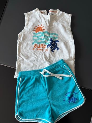 Ensemble été plage 24 mois bleu clair