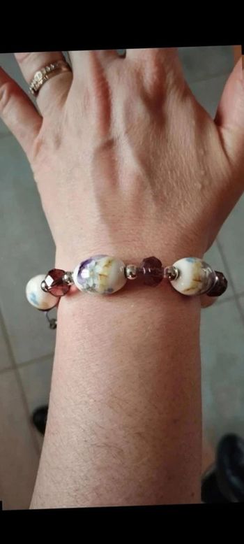 Bracelet  prune  fleuris