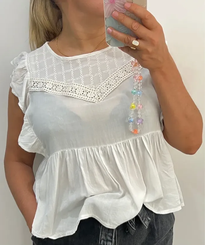 Blouse Blanche Avec Volant