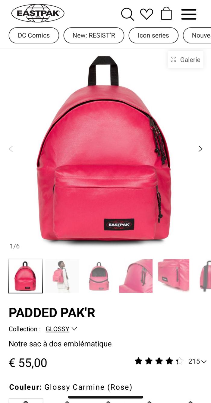Sac eastpak rose glossy - photo numéro 4