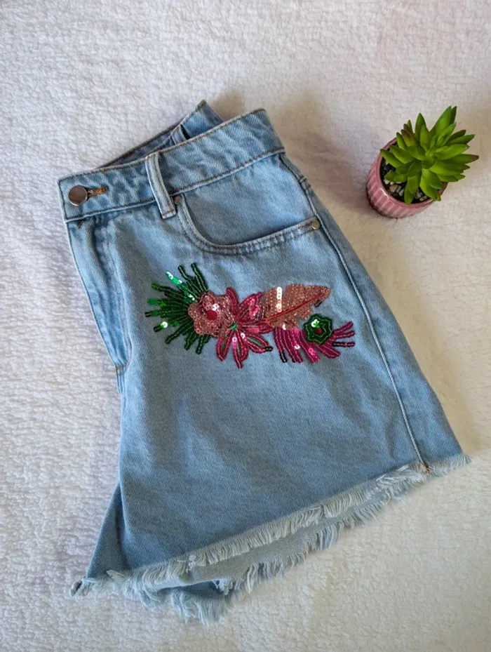 🌺Short en jean brodé – Tezenis