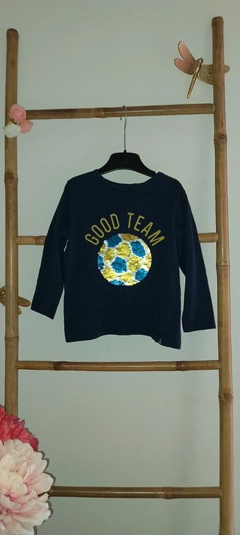 Tshirt manches longues bleu marine Sequins 2 ans by Okaidi Excellent état