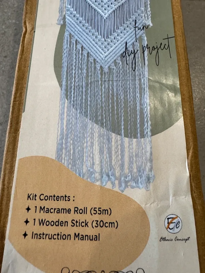 Macrame wall Hanging, neuf, 1 Macrame roll (55cm) 1 wooden stick (30cm) - photo numéro 2