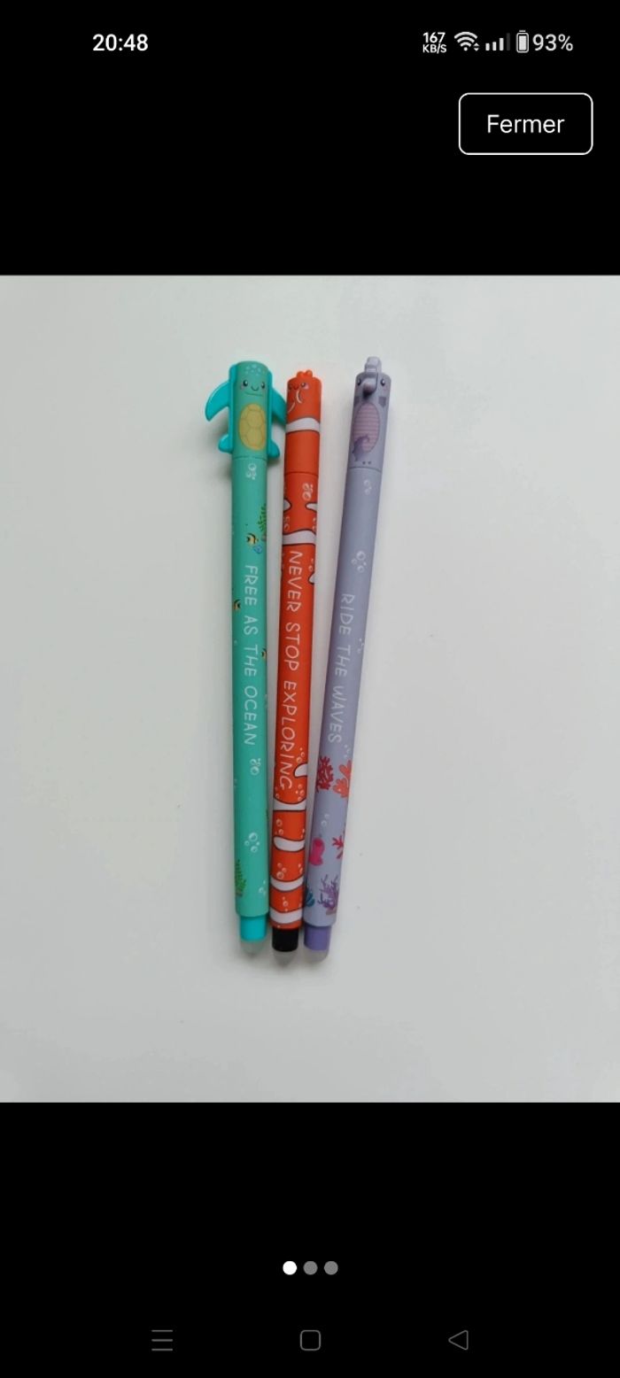 3 stylos effaçables