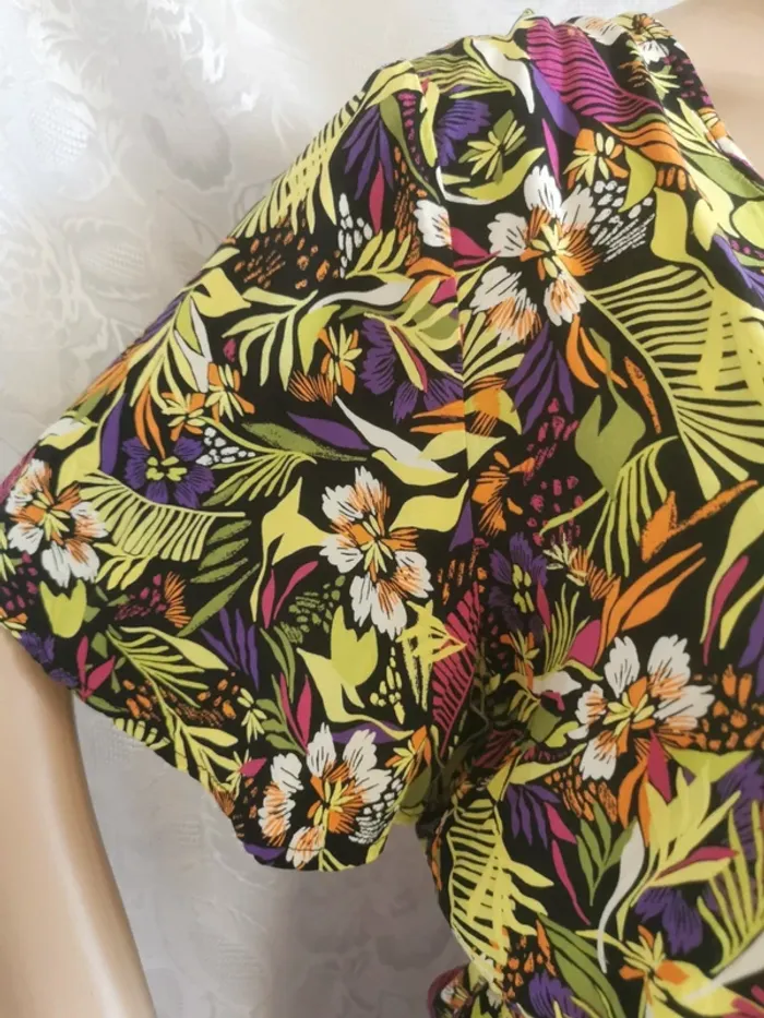 🌴 Top violet-vert anis – Cache Cache – Taille 40 - photo numéro 3