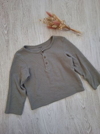Haut/tee-shirt manches longues garçon vert kaki/sauge kiabi 4 ans - NEUF