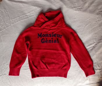 Pull rouge col montant 4 ans garçon Tao