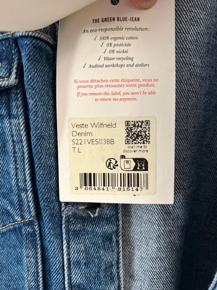 Sezane veste en jean wilfried taille L - photo numéro 3