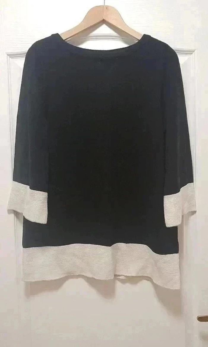 Pull manches 3/4 bicolore noir et blanc H&M M