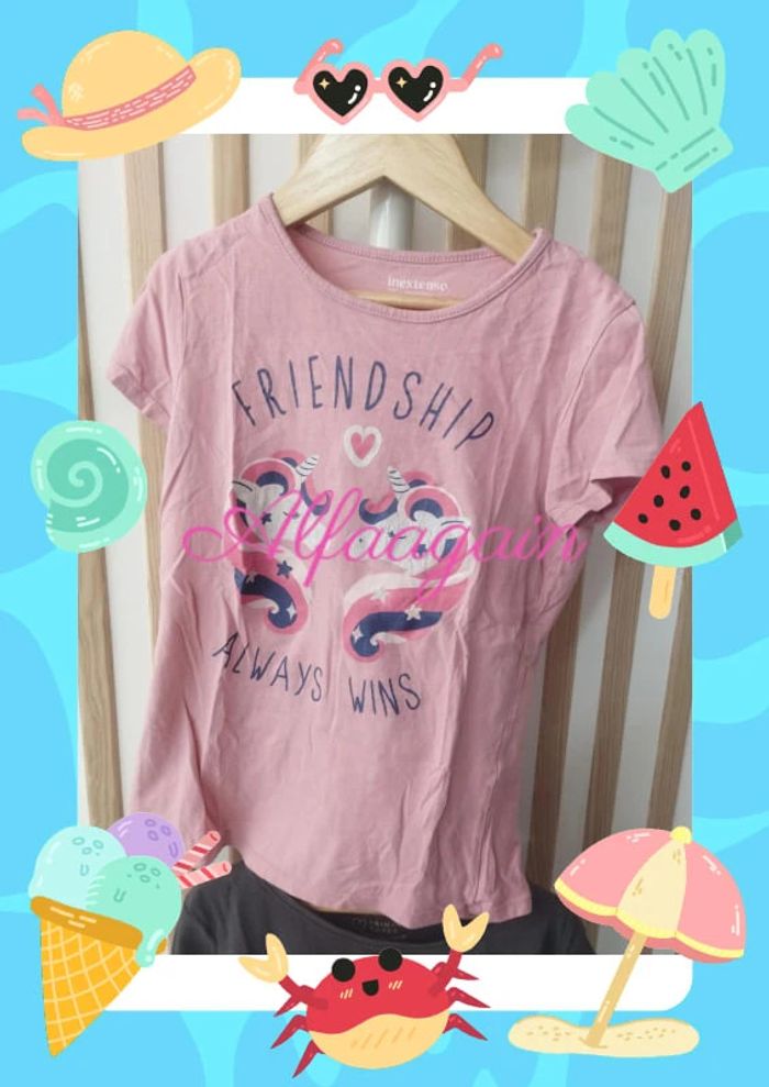 Lot t-shirts licornes Primark extenso rose gris 10ans - photo numéro 2