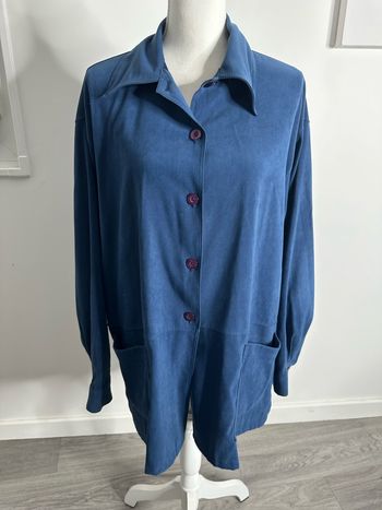 Veste chemise oversize en suédine bleu Vintage T46 3XL