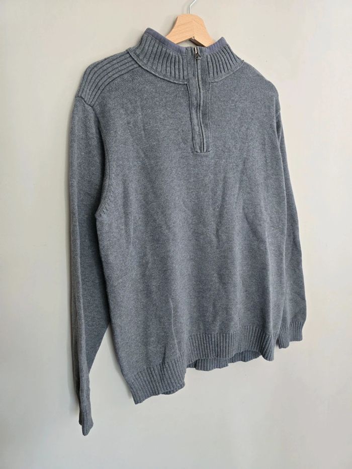 Pull Dockers gris col montant zippé coton doux homme taille M - photo numéro 3