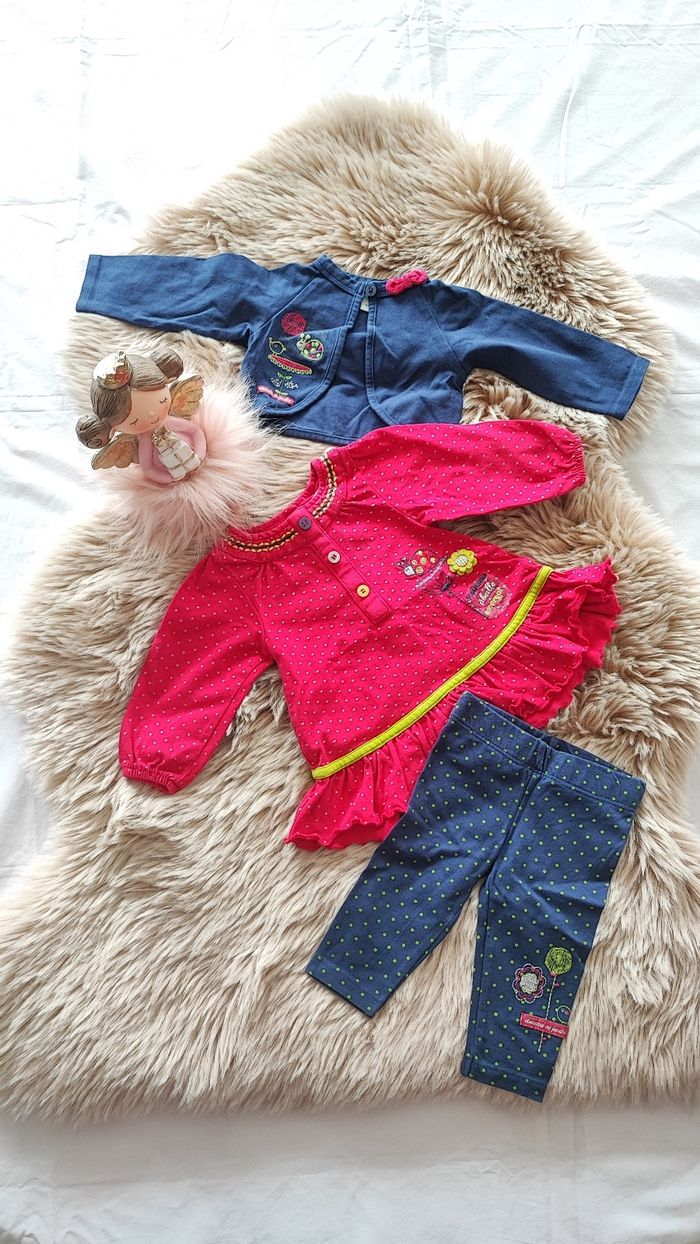 Ensemble  3 pièces marine fushia premaman 1 mois
