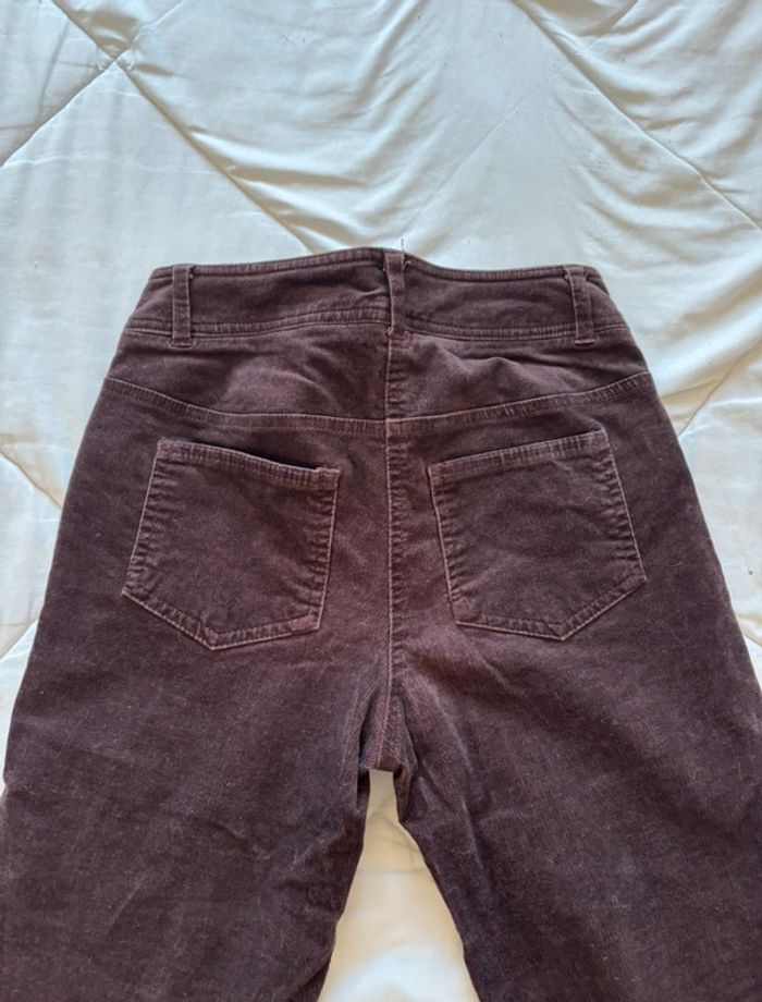 Pantalon 3 suisses velours côtelé marron mi taille haute straight droit y2k 00s taille M/38 - photo numéro 12