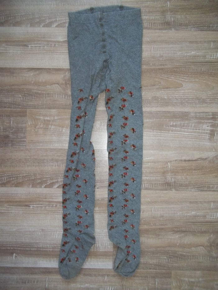 Collant gris à fleurs Tex "8/9"