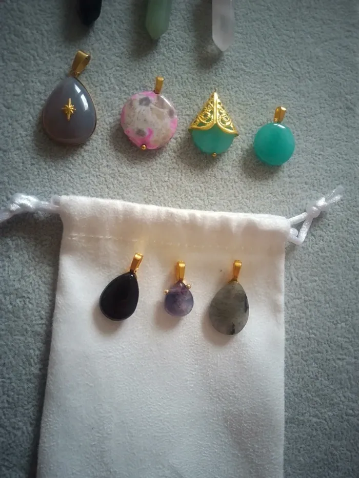 Lot de 8 pendentifs en pierres naturelles - photo numéro 3