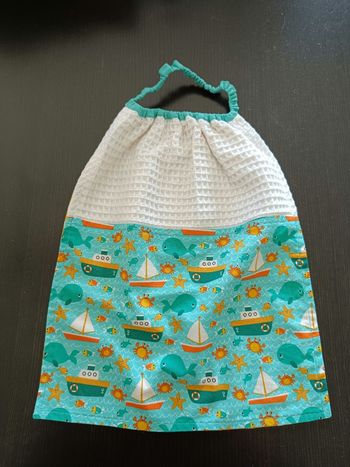 Bavoir 28 x 35  cm bateau  maternelle crèche nounou - avec élastique