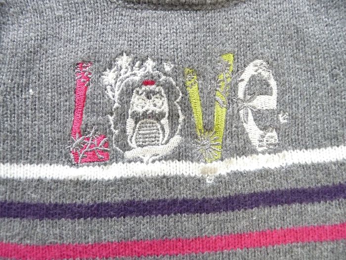 Robe manches courtes tricot gris rose violet blanc rayures Orchestra 6 mois 67 cm fille - photo numéro 3