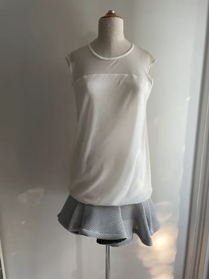 Robe crème JAY AHR drapée plissée T.S résille & viscose - photo numéro 2