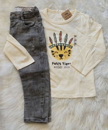 💙🤩😍 ensemble teeshirt ml et jeans skinny 36mois/3ans garçon 💙🤩😍