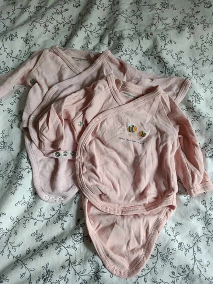 Lot de 2 bodies Vertbaudet roses 54cm