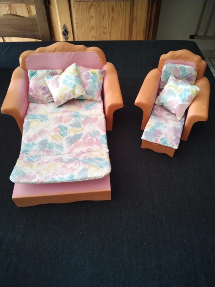 Ensemble fauteuil canapé barbie année 90 vintage