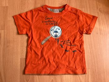 Beau T-shirt orange MC LA COMPAGNIE DES PETITS T. 18 mois garçon TBE