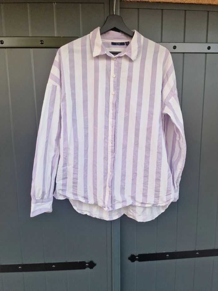 Chemise blanche a rayures lila kiabi - photo numéro 11
