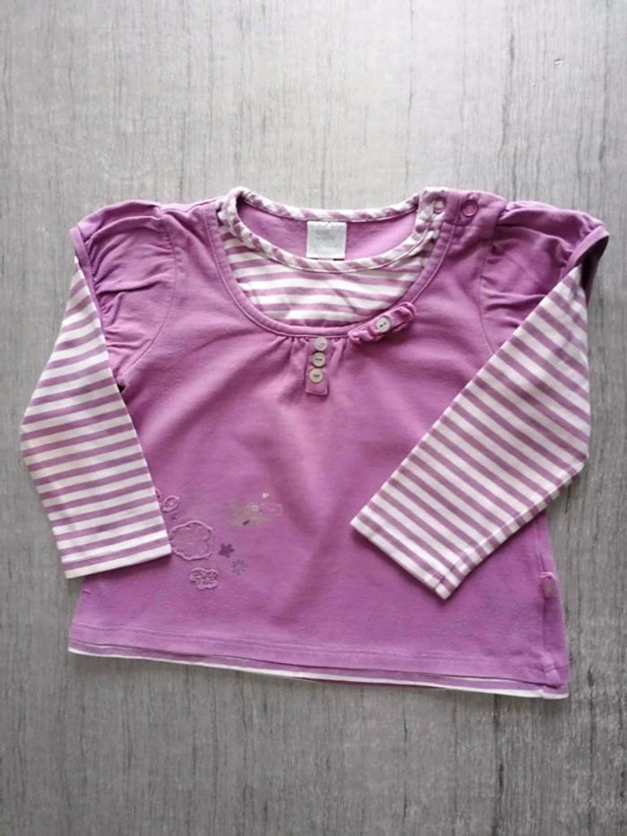 T. Shirt manches longues effet 2 en 1 18 mois